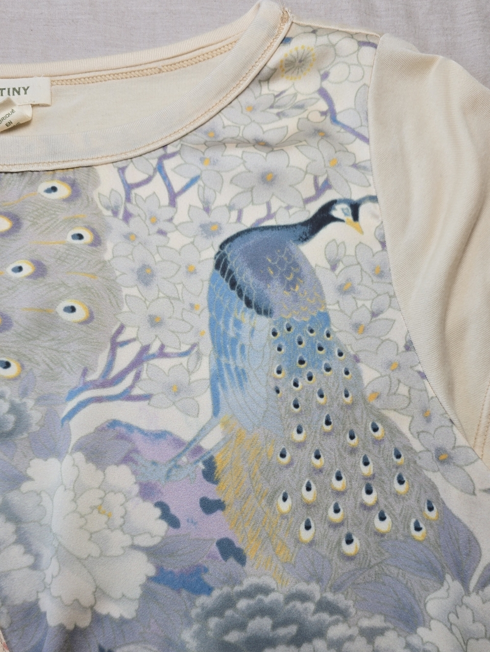 Anthropologie Tiny Jodie Peacock Patchwork Tie Front Short Sleeve Top XS - Picture 5 of 11